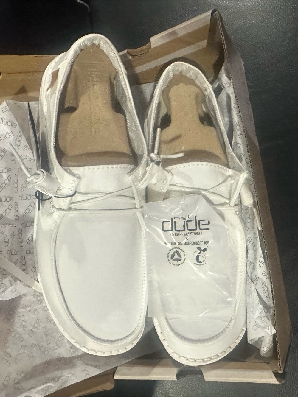 Hey Dude White Slip-On Canvas Moccasins